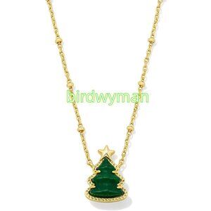 Holiday Tree Gold Short Pendant Necklace